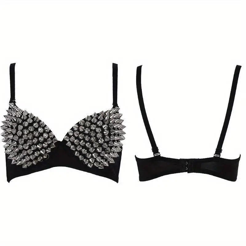 Black Studded Spike Bra