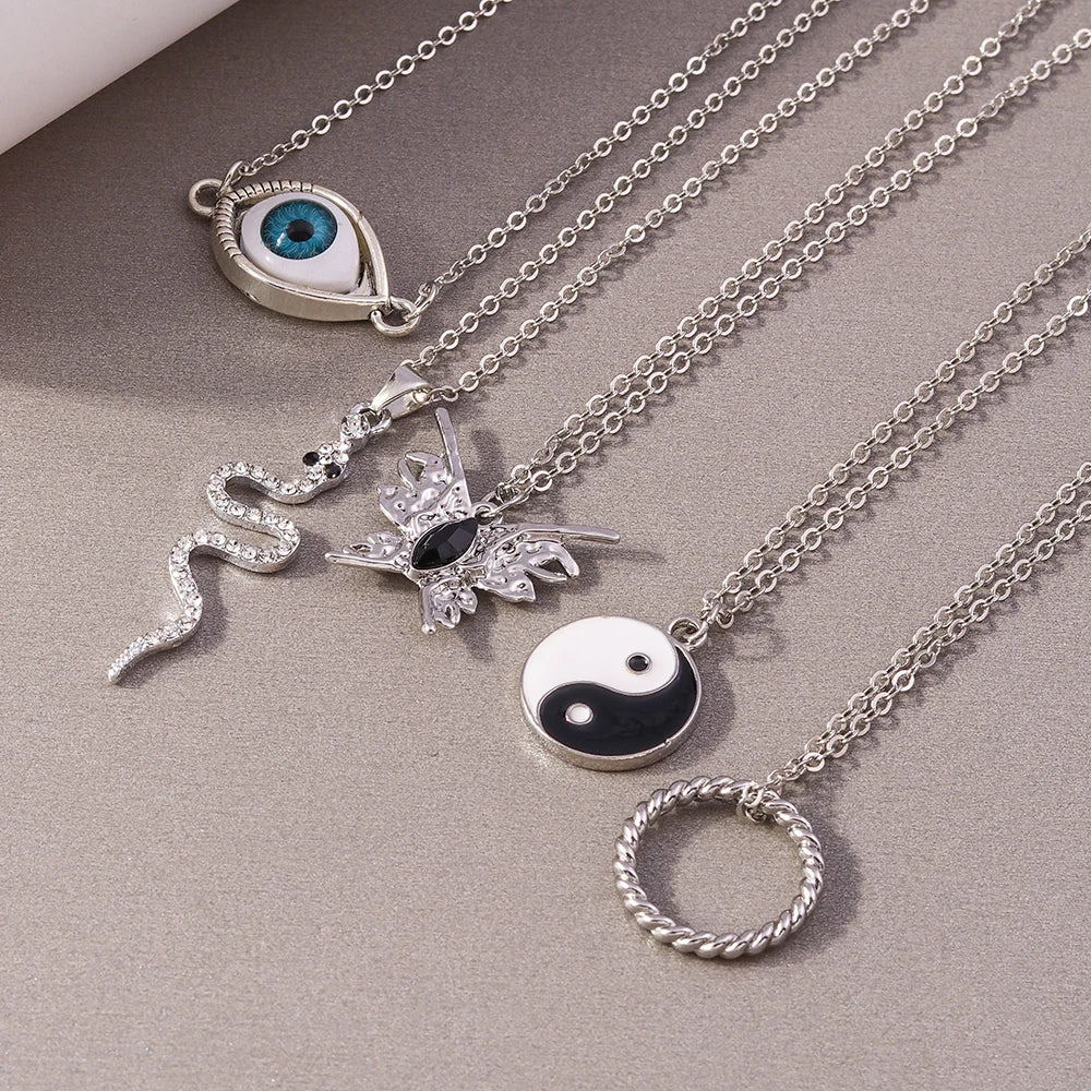 Gothic religious cross and red heart pendant necklace set view 6