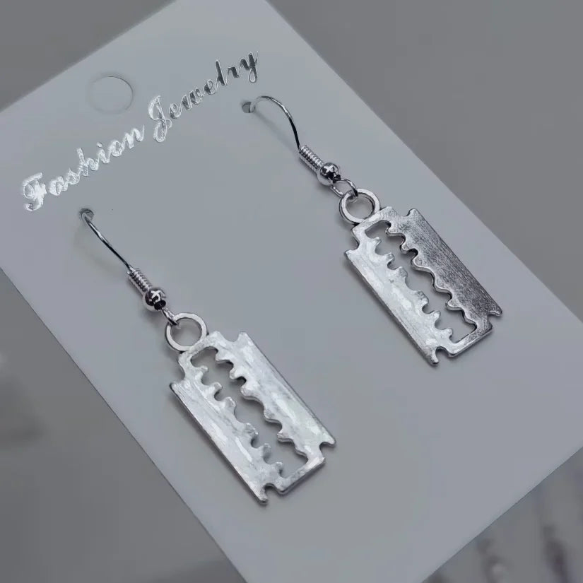 Gothic punk blade and axe stud earrings set, view 4