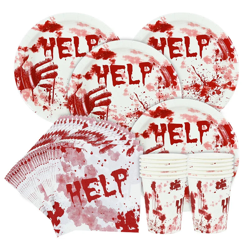 Bloody Handprint Halloween Party Tableware