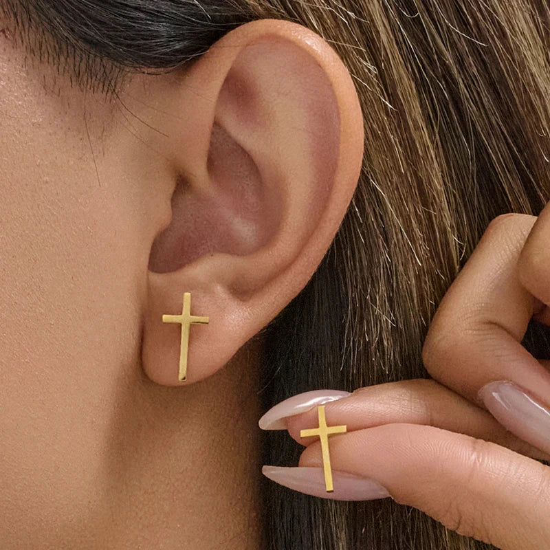 Vintage Cross Drop Earrings, Gothic