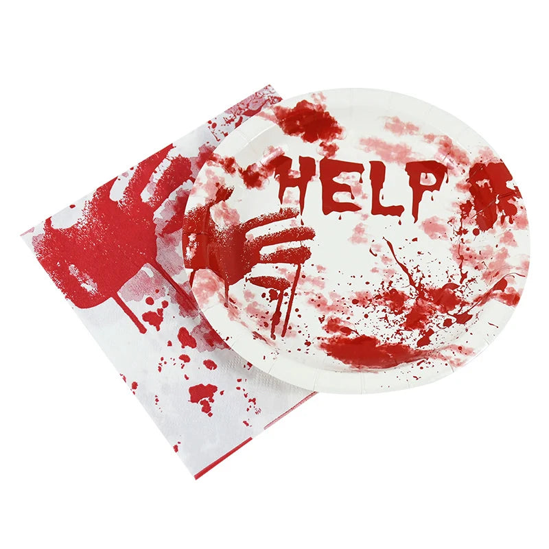 Bloody Handprint Halloween Party Tableware