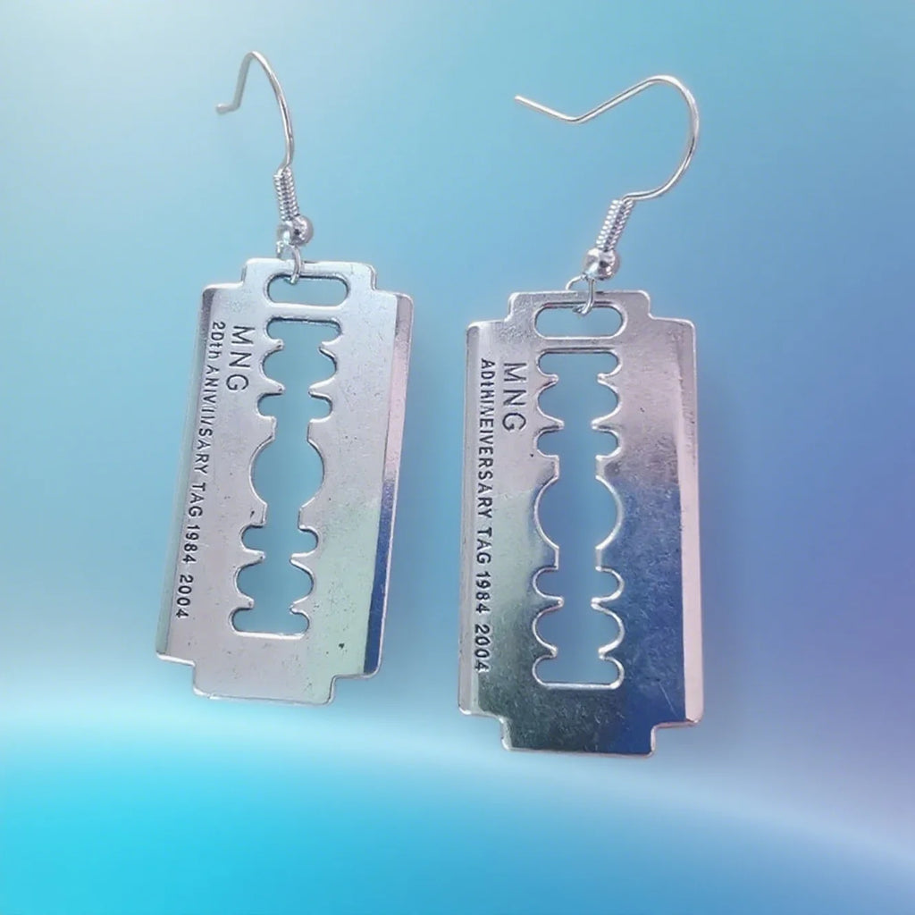 Razor Blade Drop Earrings, Punk