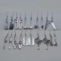 Gothic punk blade and axe stud earrings set, view 1