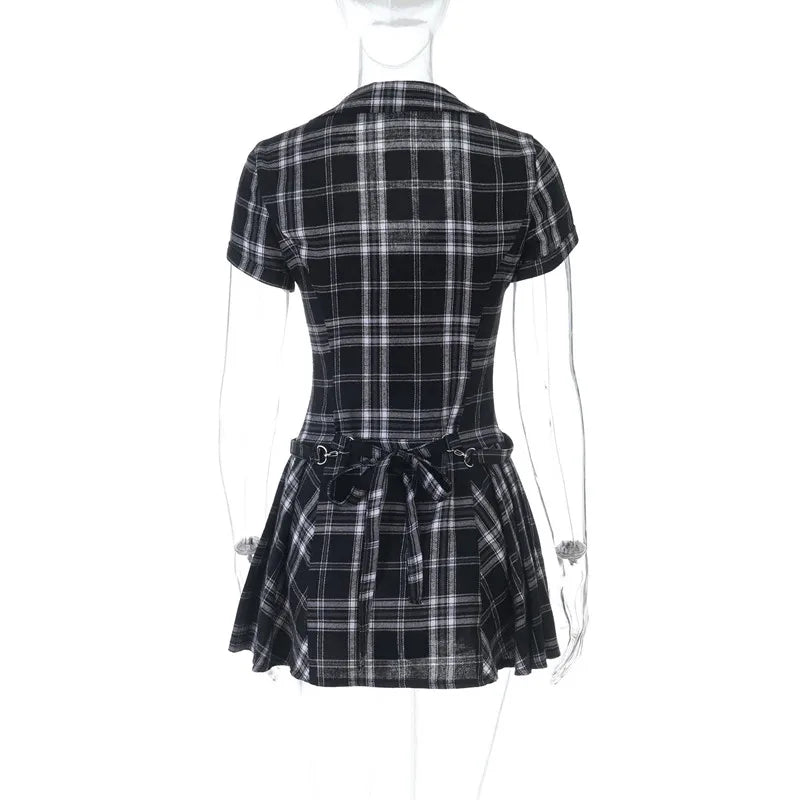 Y2K Plaid Short Sleeve Top