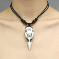 Gothic crow skull resin pendant necklace view 5