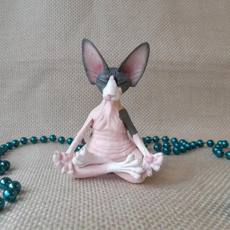 Buddha Sphynx Cat Figurine, Whimsical Decor product photo 4