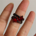 Black Vine Red Stone Ring