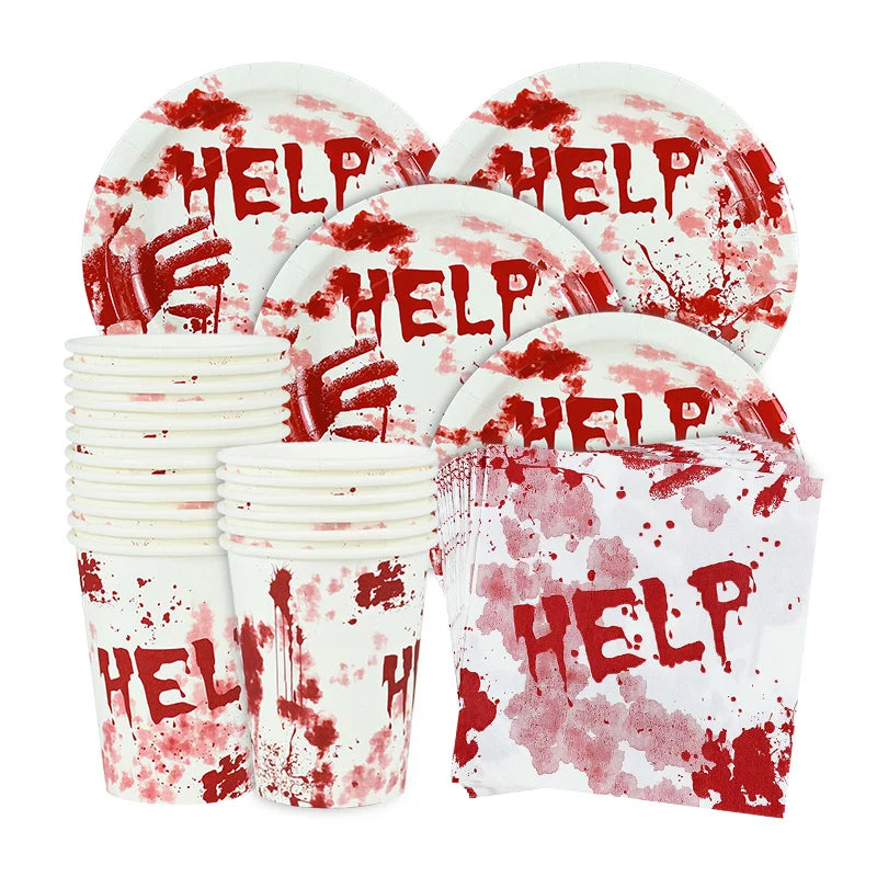 Bloody Handprint Halloween Party Tableware
