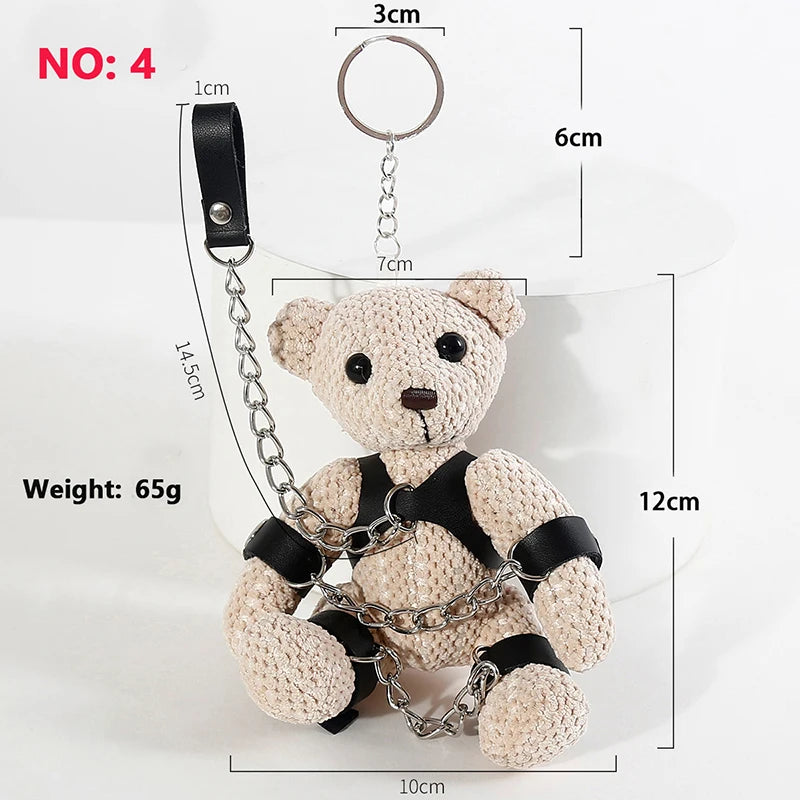 Gothic Crochet Plush Bear Keychain