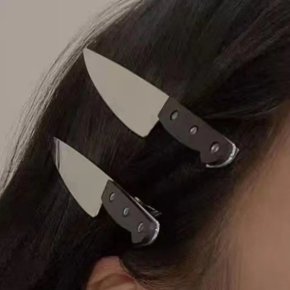 Gothic knife hair clips side bang pins view 3