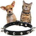 A black spiked studded PU leather dog collar with metal spike rivets and buckle closure, shown against a plain white background.