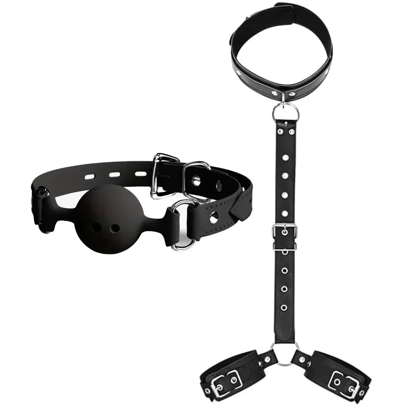 BDSM Bondage Restraint Kit with Mouth Gag and Handcuffs