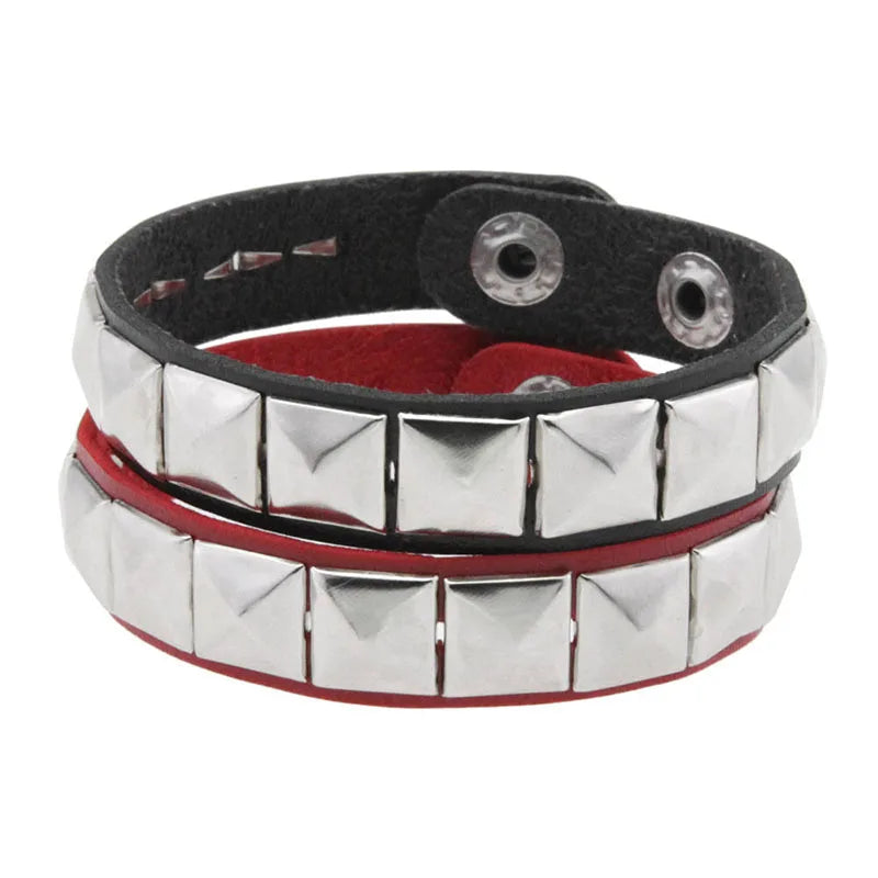 Spiked Studded Leather Bracelet, Punk product photo 3