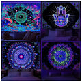 Neon Hamsa Hand Tapestry, Cosmic UV Wall Art