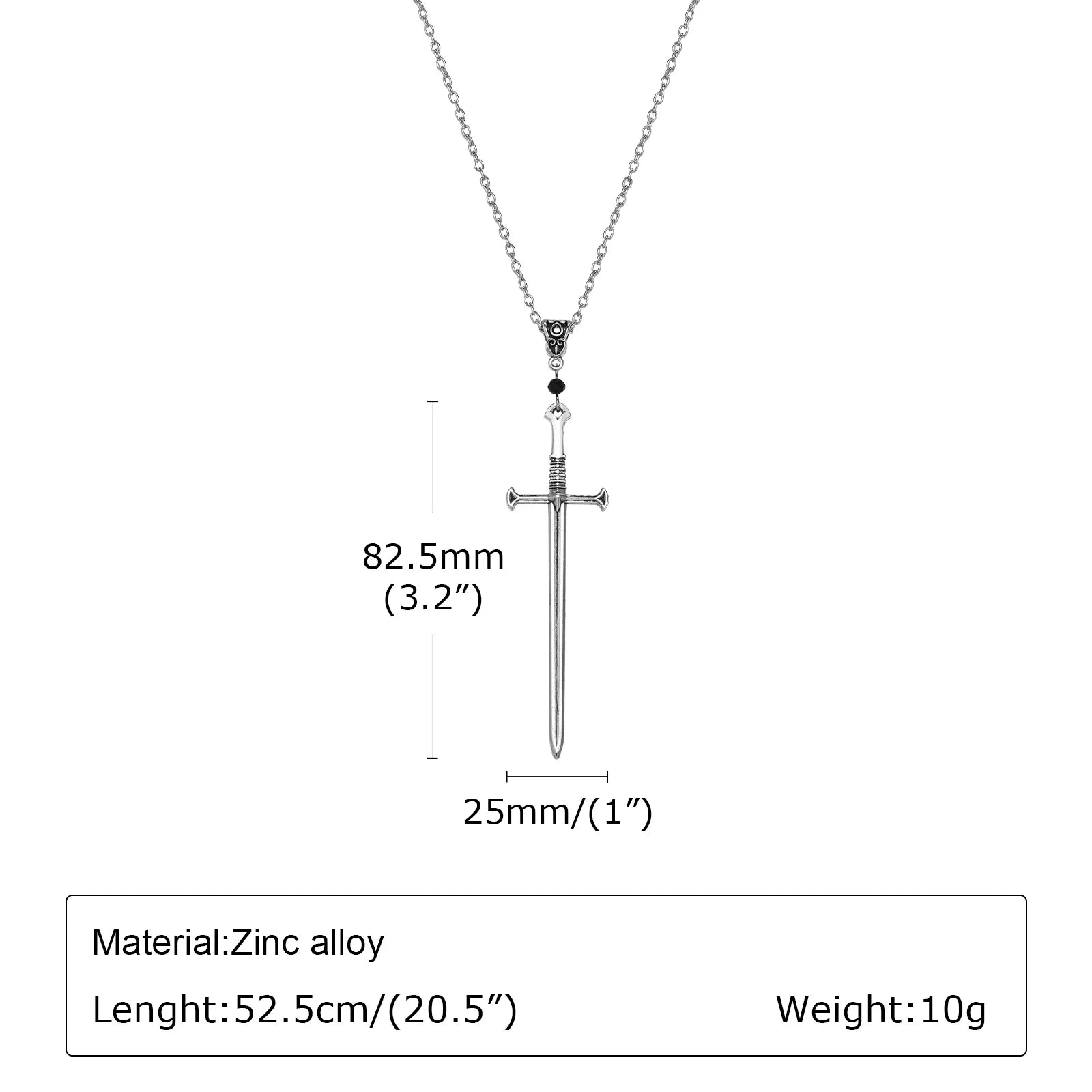 Sword & Cross Pendant Necklace, Punk Gothic product photo 6