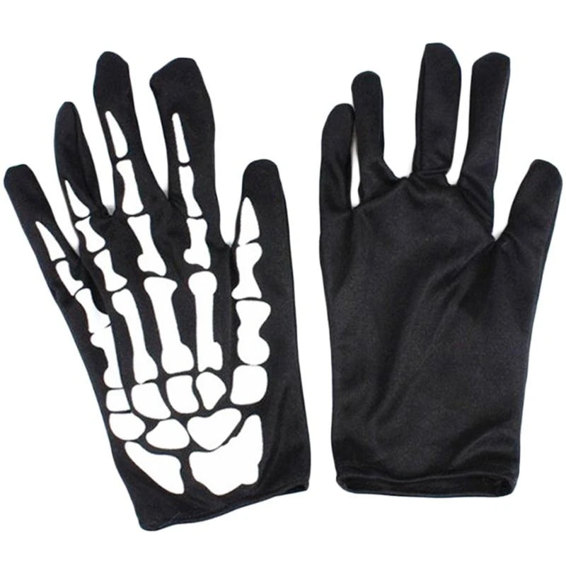 Gothic Skeleton Bone Print Gloves