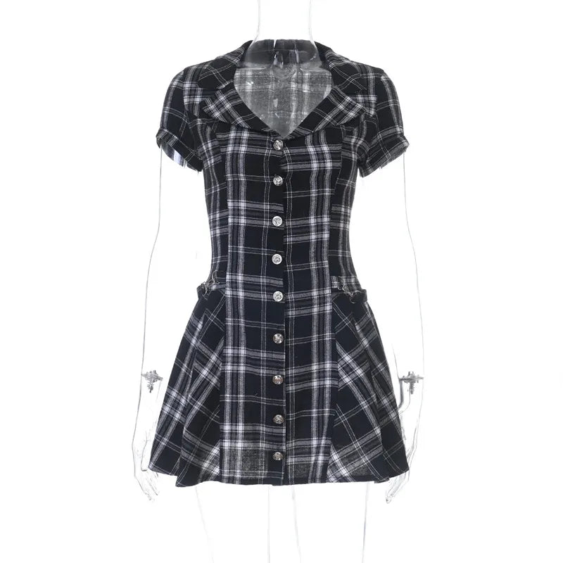 Y2K Plaid Short Sleeve Top