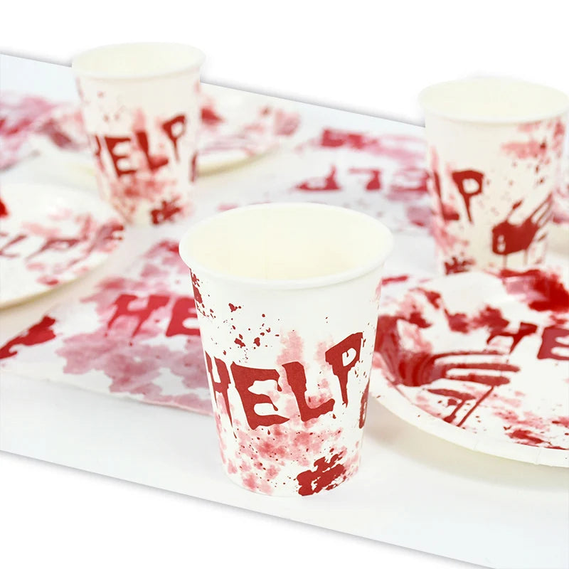 Bloody Handprint Halloween Party Tableware