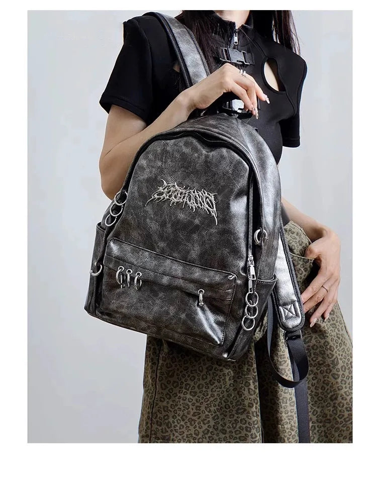 Y2K Gothic Punk Leather Backpack