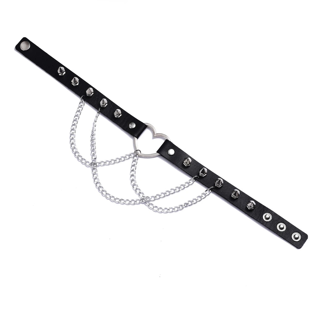 Spiked Heart Choker Necklace, Goth Punk product photo 2