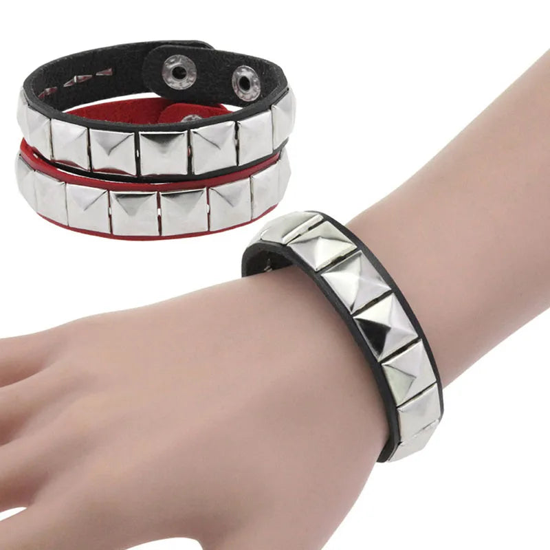 Spiked Studded Leather Bracelet, Punk