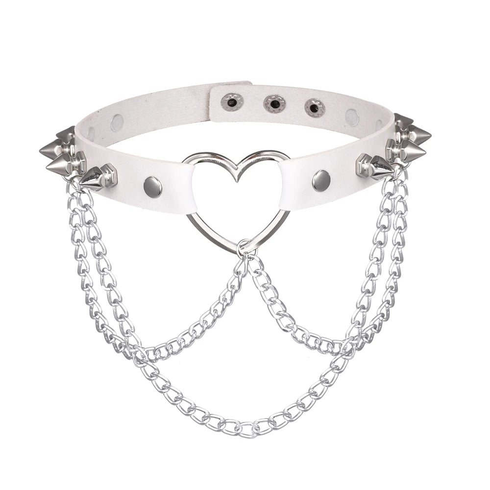 Spiked Heart Choker Necklace, Goth Punk product photo 5