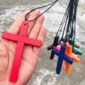 Punk Wooden Cross Pendant Necklace, Gothic