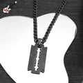 Razor Blade Pendant Necklace, Punk Steel