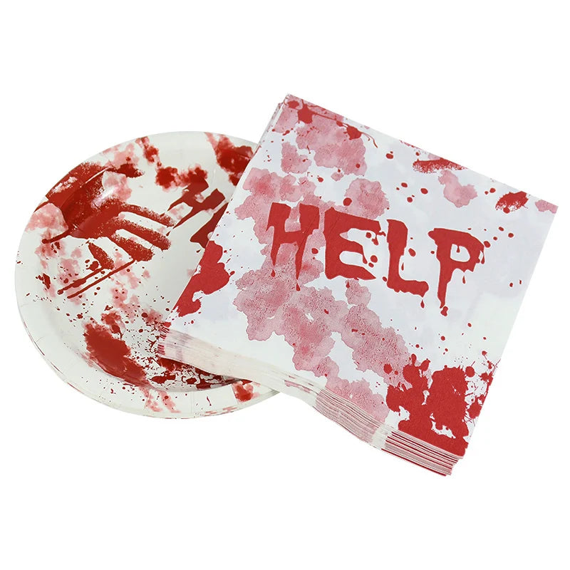 Bloody Handprint Halloween Party Tableware