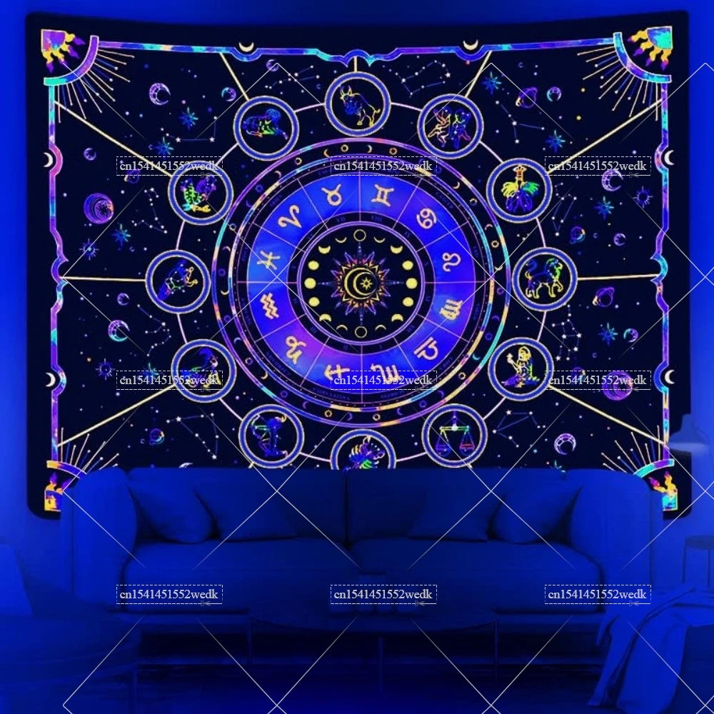 UV Reactive Zodiac Tapestry, Blacklight Wall Art product photo 2