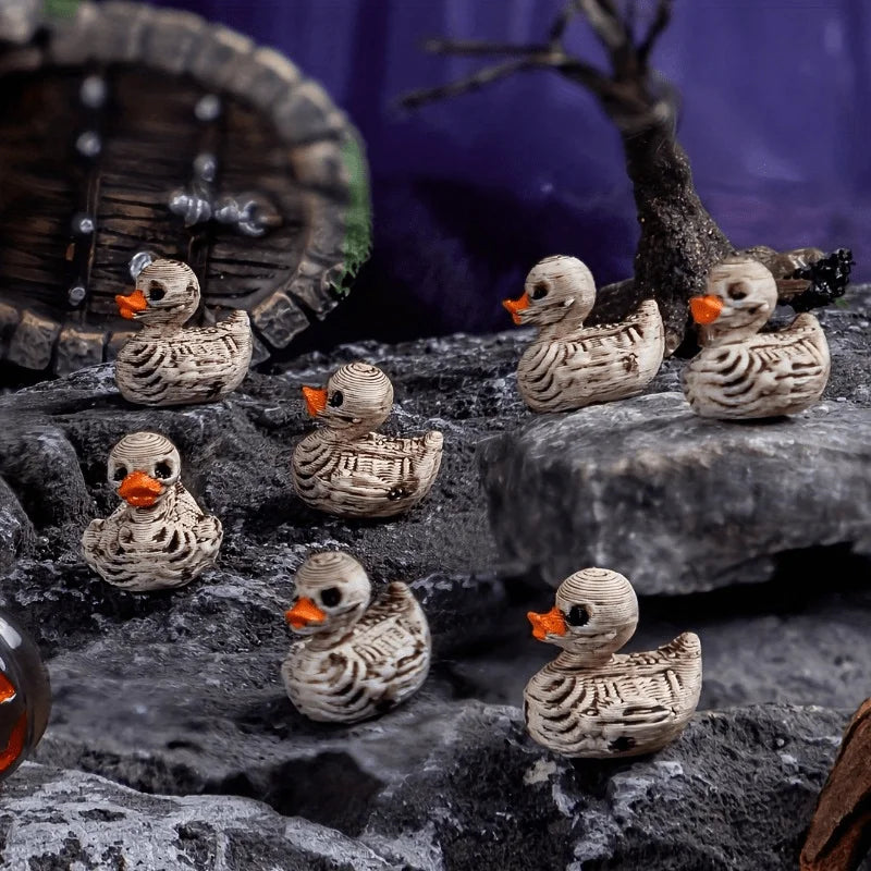 Gothic Skeleton Duck Resin Figurines