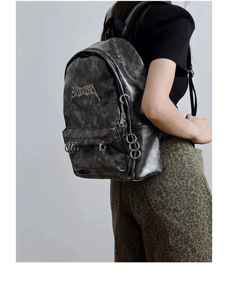 Y2K Gothic Punk Leather Backpack
