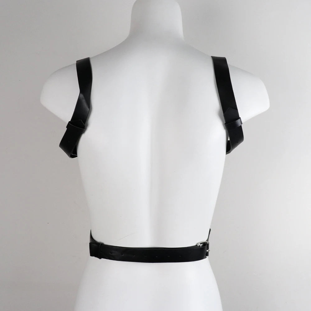 Faux Leather Chest Harness, Gothic Punk product photo 5