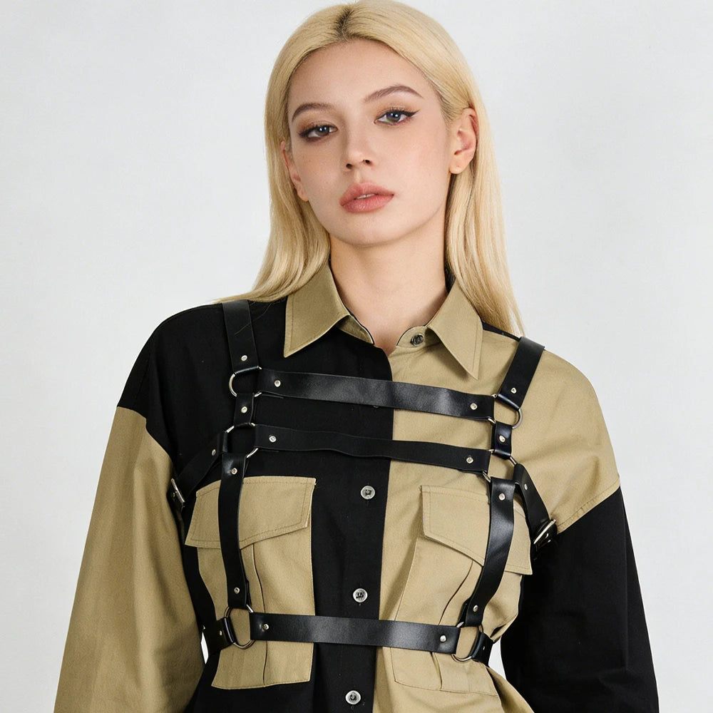Faux Leather Chest Harness, Gothic Punk