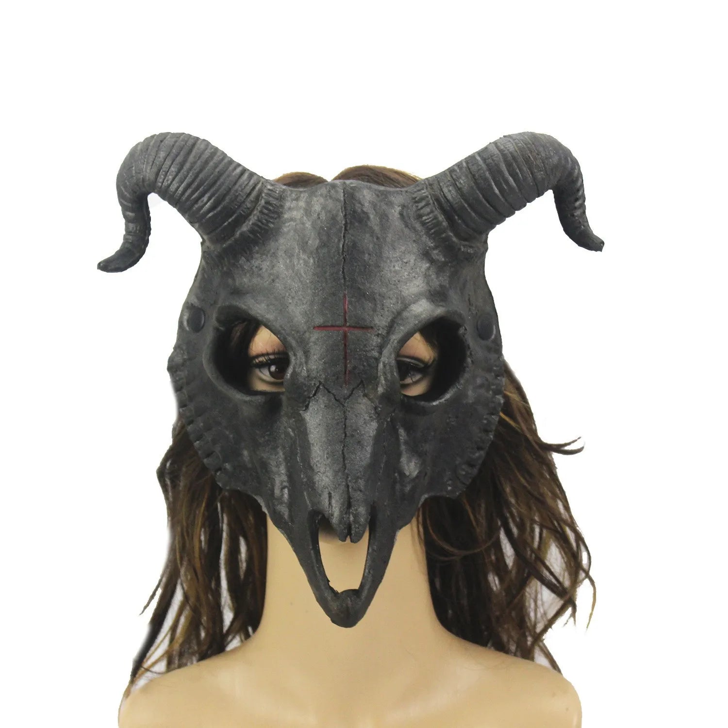 Horned sheep skull mask
