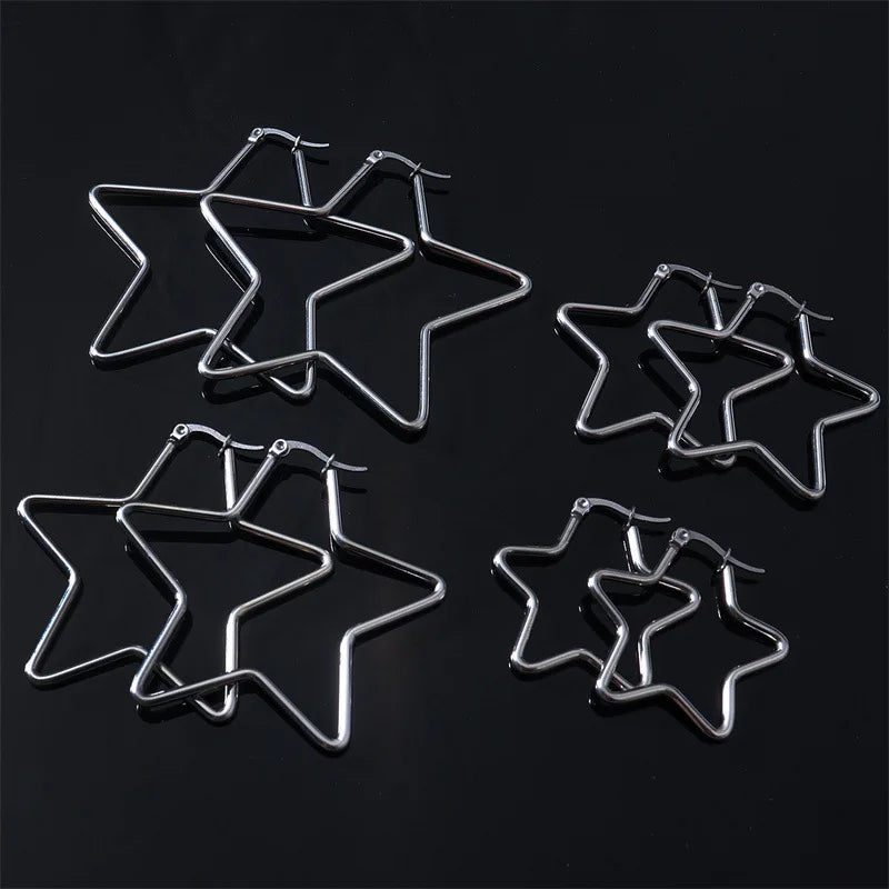 Pentagram Hoop Earrings, Punk Witch product photo 4