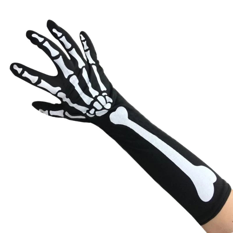 Gothic Skeleton Bone Print Gloves