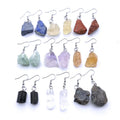 Raw Fluorite Stone Earrings, Natural Crystal
