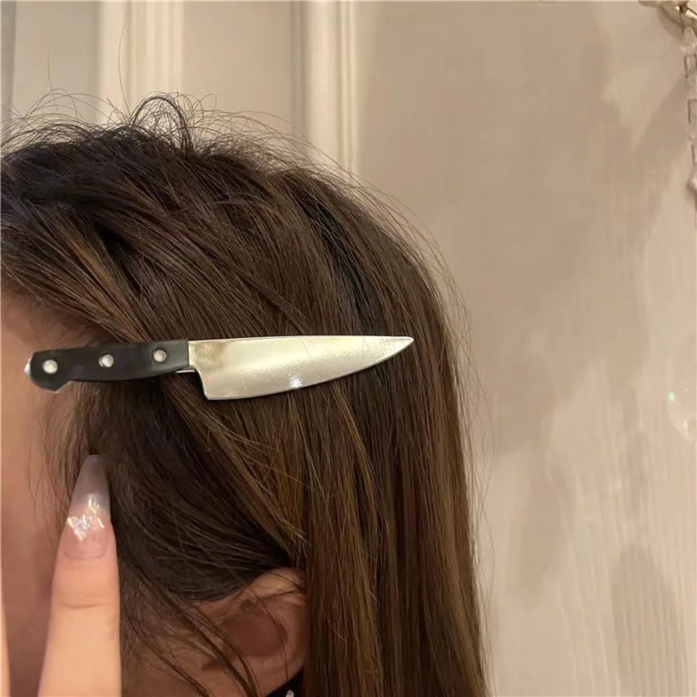 Gothic knife hair clips side bang pins view 1