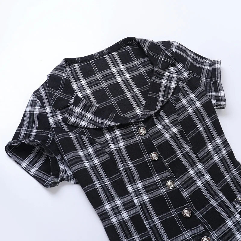 Y2K Plaid Short Sleeve Top