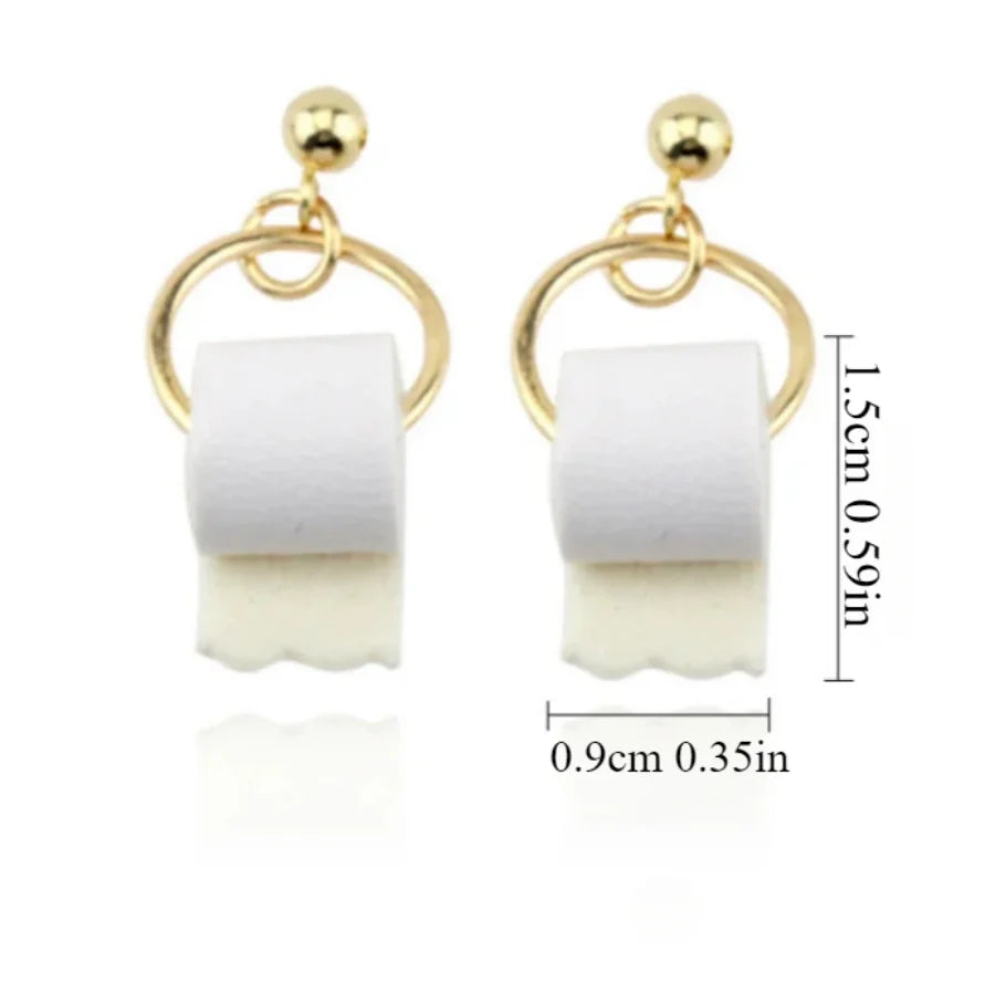 Quirky toilet roll dangle novelty earrings, view 3