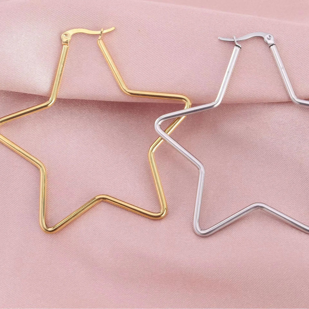 Pentagram Hoop Earrings, Punk Witch product photo 2