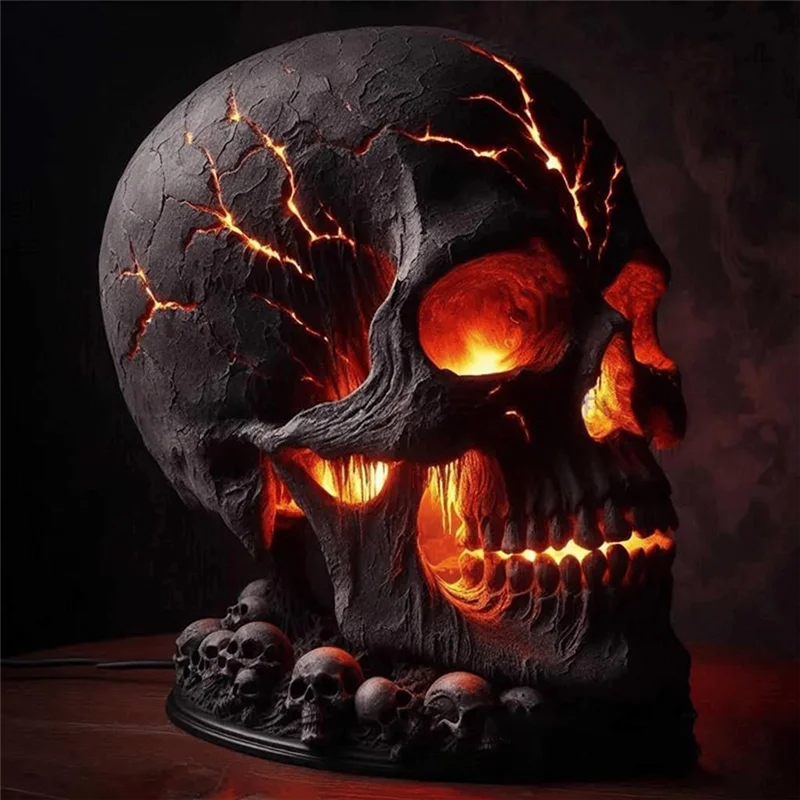 Skull Flame Table Lamp, Gothic Decor product photo 3