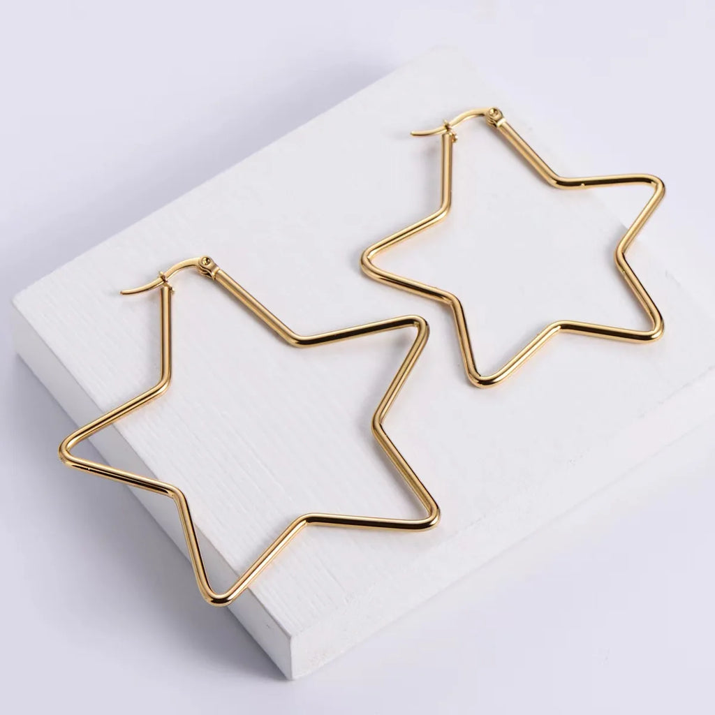 Pentagram Hoop Earrings, Punk Witch