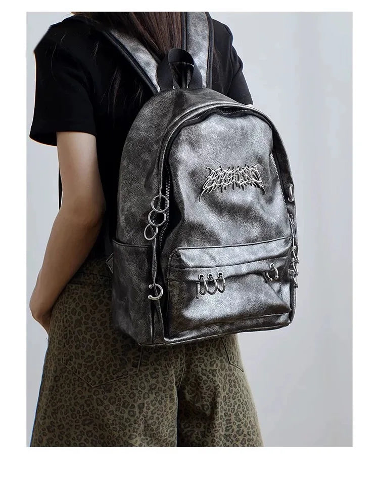 Y2K Gothic Punk Leather Backpack