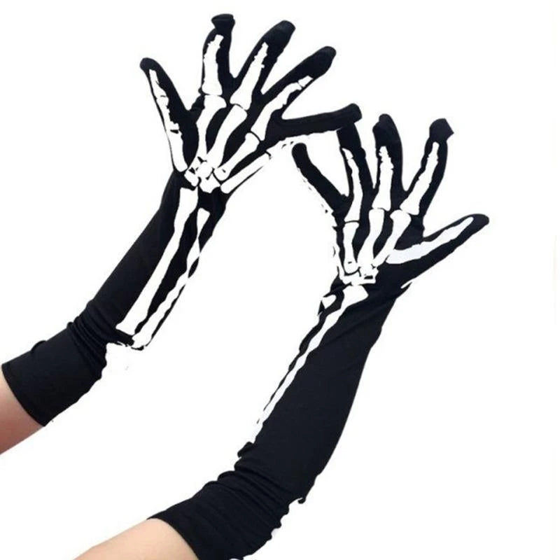 Gothic Skeleton Bone Print Gloves