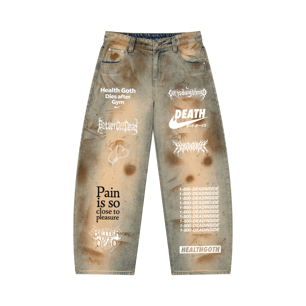 Gothsdoingthings Men’s Vintage Wash Barrel Leg Jeans