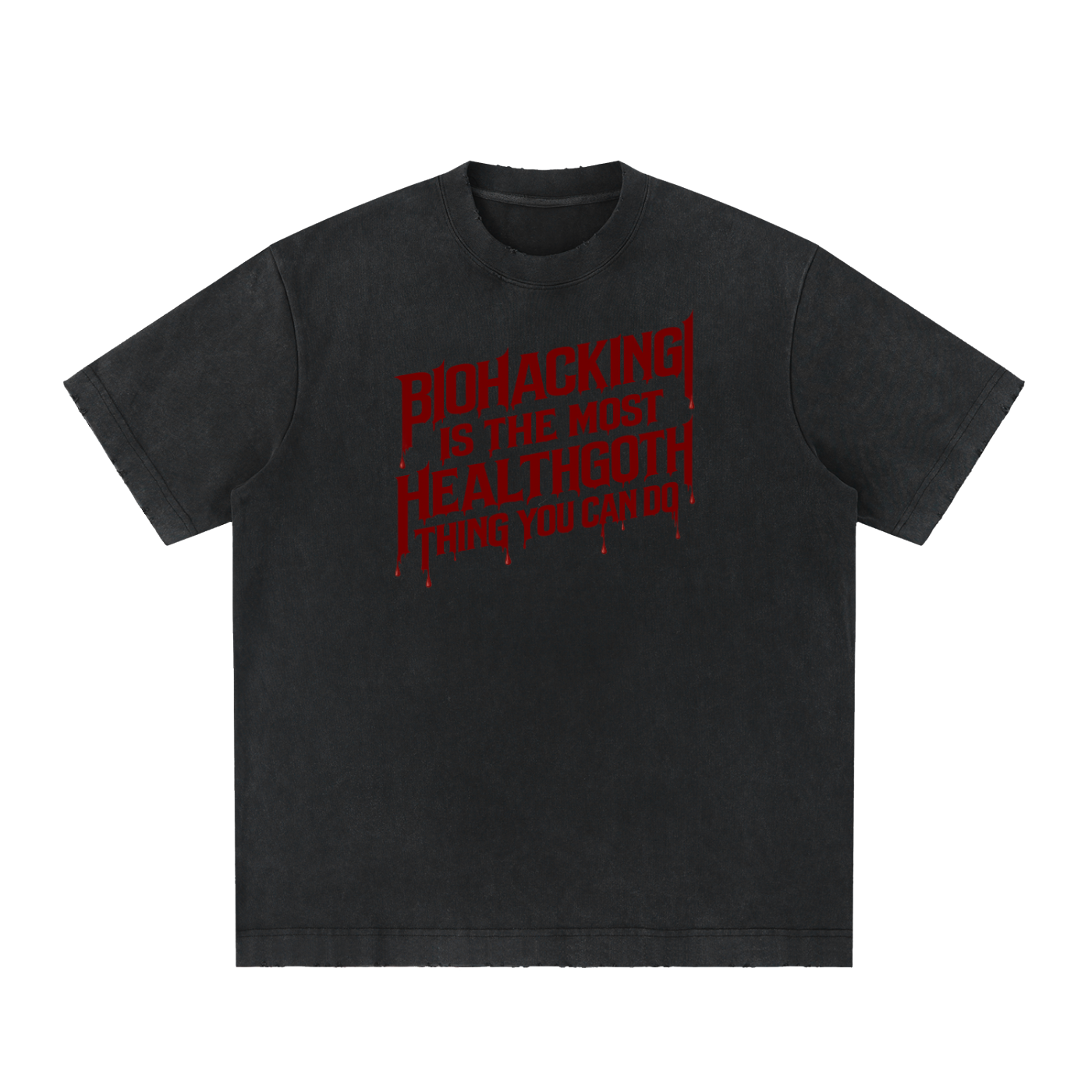 Biohacking Heavyweight Vintage Washed Frayed T-Shirt