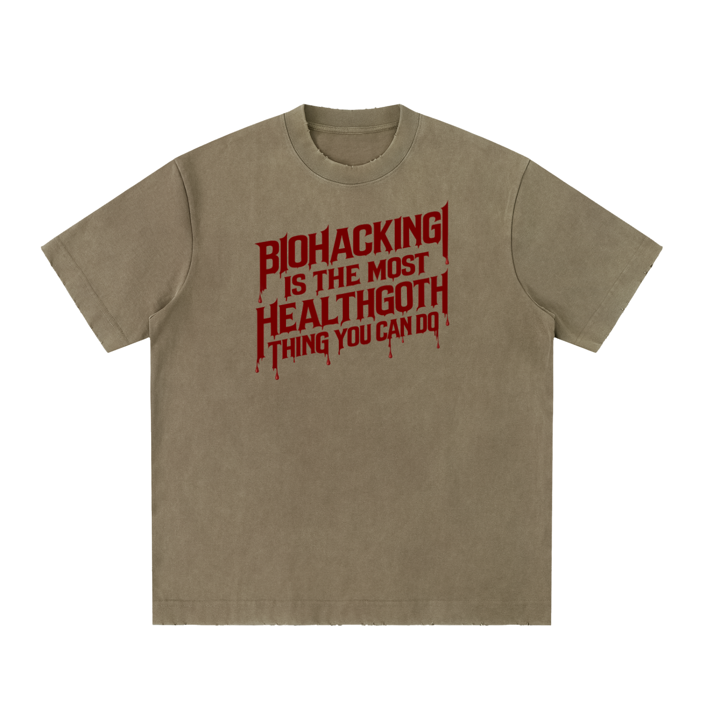 Biohacking Heavyweight Vintage Washed Frayed T-Shirt